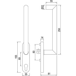 Maneta GQ HSTG80 PZ 10/95mm./T6X80 Inox Mate