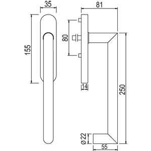 Maneta GQ HSTG80 10/95mm./T6X80 Inox Mate