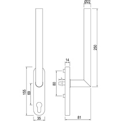 Maneta GQ HSTG61 PZ 10/95mm./T6X80 Inox Mate