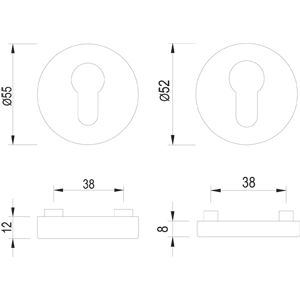 CJTO.ROSETAS SEG. PZ 12MM. 57-72MM INOX MATE