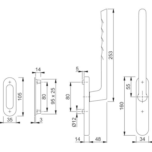 Maneta GQ HSTG61 10/95mm./T6X80 Inox Mate