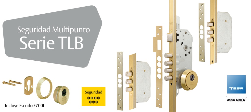 Cerradura Tesa 3 puntos TLB35SCLAI. No incluye cilindro